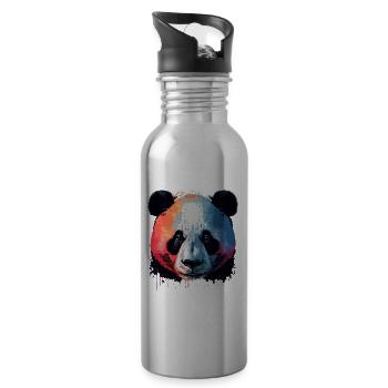 Drapeau de la France Panda - Gourde avec paille intégrée - argent clair - Droite
