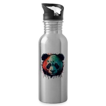 Cadeau Panda Fan - Gourde avec paille intégrée - argent clair - Droite