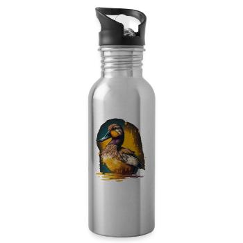 Bunte Ente Illustration - Trinkflasche mit integriertem Trinkhalm - Lightsilver - Rechts