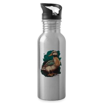 Canard pour chasseur de canard - Gourde avec paille intégrée - argent clair - Droite