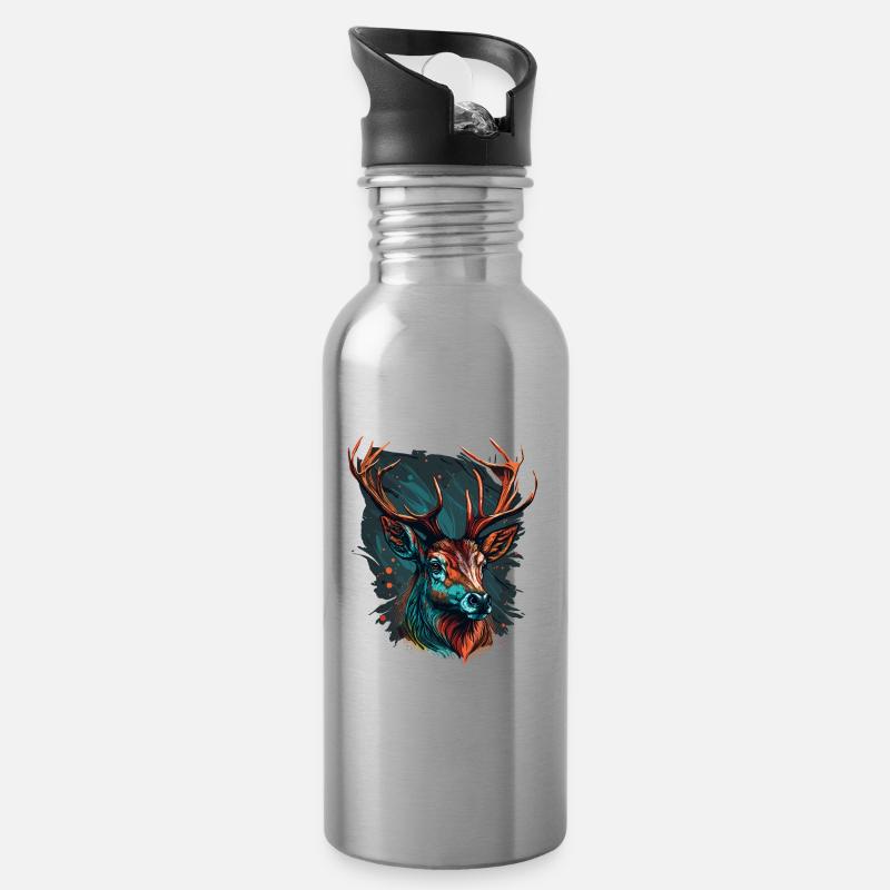 Hirschliebhaber - Trinkflasche mit integriertem Trinkhalm - Lightsilver
