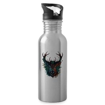 Buck Head - Water bottle with straw - silver - Right