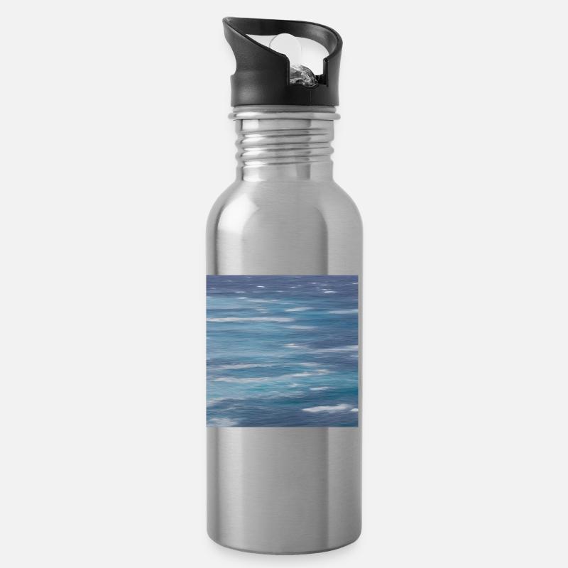 Meereskunst - Trinkflasche mit integriertem Trinkhalm - Lightsilver