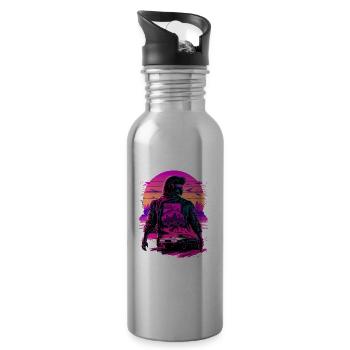 Futuristic Synthwave - Water bottle with straw - silver - Right