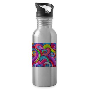 Candy valentines love - Water bottle with straw - silver - Right