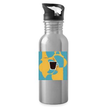Coffe lovers portrait - Water bottle with straw - silver - Right