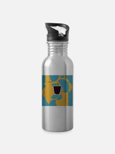 Coffe lovers portrait - Water bottle with straw - silver