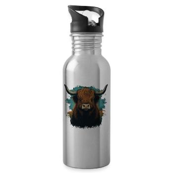 Yak Cow - Water bottle with straw - silver - Right