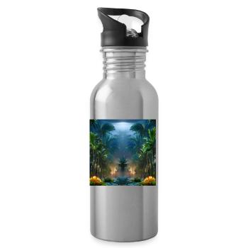 Exotisches magisches Land - Trinkflasche mit integriertem Trinkhalm - Lightsilver - Rechts
