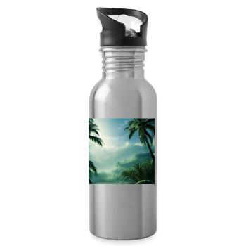 Palmier vacances nature - Gourde avec paille intégrée - argent clair - Droite