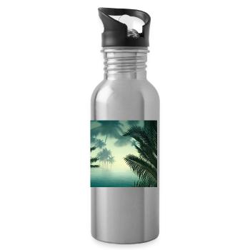 Jungle water view - Water bottle with straw - silver - Right