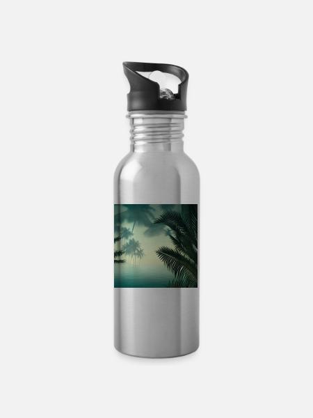 Vue sur l’eau de la jungle - Gourde avec paille intégrée - argent clair