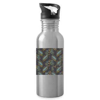Abstraktes Muster für Fische - Trinkflasche mit integriertem Trinkhalm - Lightsilver - Rechts