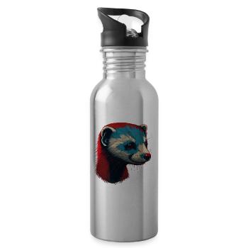 Rotes Frettchen - Trinkflasche mit integriertem Trinkhalm - Lightsilver - Rechts