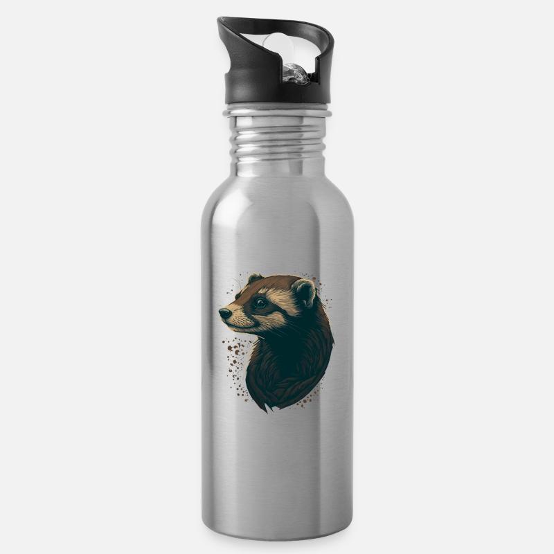 Frettchenliebhaber - Trinkflasche mit integriertem Trinkhalm - Lightsilver