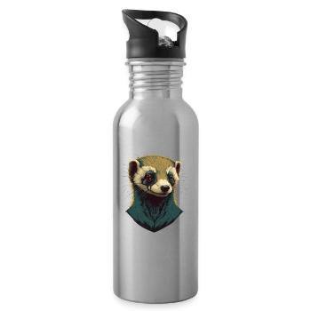 Tête de furet - Gourde avec paille intégrée - argent clair - Droite