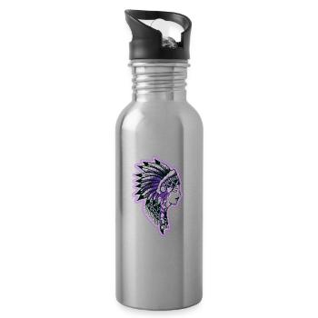 Gesicht altmodisches indisches Profil - Trinkflasche mit integriertem Trinkhalm - Lightsilver - Rechts