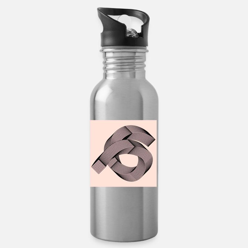 Graphic pattern - Water bottle with straw - silver