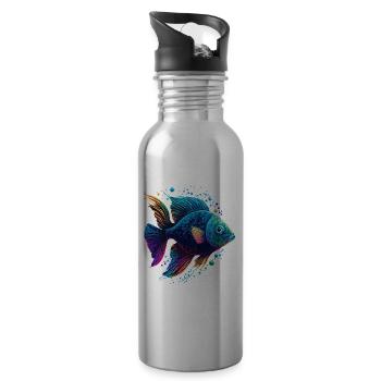 Regenbogenfisch - Trinkflasche mit integriertem Trinkhalm - Lightsilver - Rechts