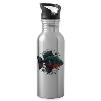 Amour du poisson - Gourde avec paille intégrée - argent clair - Droite