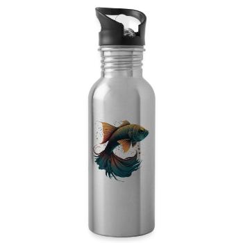 Fishing Gifts - Water bottle with straw - silver - Right