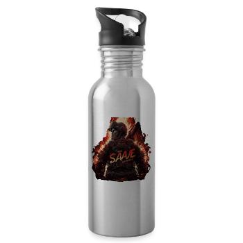 Ready for action: Fireman, your hero! - Water bottle with straw - silver - Right