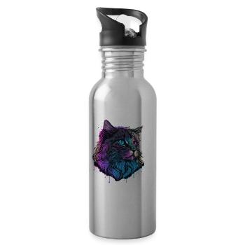 Vaper Cat Illustration - Gourde avec paille intégrée - argent clair - Droite