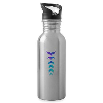 Evolution silhouette bird - Water bottle with straw - silver - Right