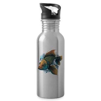 Fly Fishing - Water bottle with straw - silver - Right