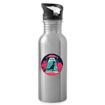 Achtung UFOs! - Trinkflasche mit integriertem Trinkhalm - Lightsilver - Rechts
