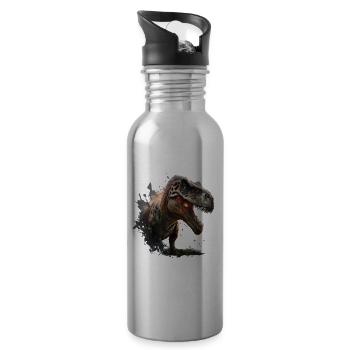 Un vrai Dino King : le T-Rex en action - Gourde avec paille intégrée - argent clair - Droite