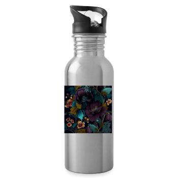 Floral Design 11 - Trinkflasche mit integriertem Trinkhalm - Lightsilver - Rechts