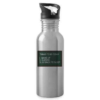 Choses à faire Réveillé Survivre Retour au lit - Gourde avec paille intégrée - argent clair - Droite