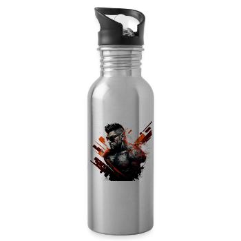 Badass anti-hero, cool daredevil - Water bottle with straw - silver - Right