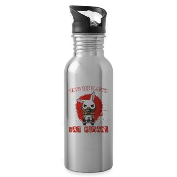 Vegan Earth Day Animal Rights Garment Apparel - Gourde avec paille intégrée - argent clair - Droite