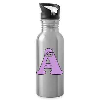 A - Trinkflasche mit integriertem Trinkhalm - Lightsilver - Rechts