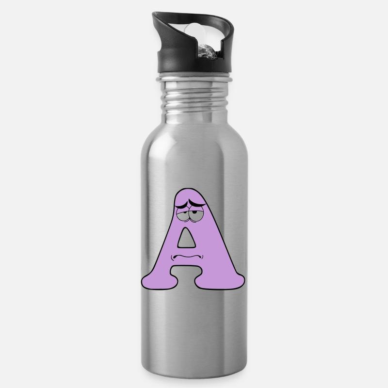 A - Trinkflasche mit integriertem Trinkhalm - Lightsilver
