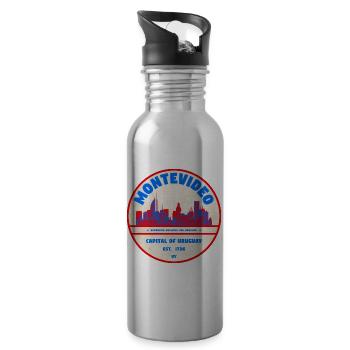 Montevideo Uruguay Skyline Emblem Design - Trinkflasche mit integriertem Trinkhalm - Lightsilver - Rechts