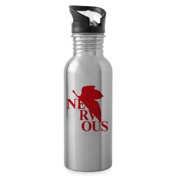 EVA NERVous Logo Parodie - Trinkflasche mit integriertem Trinkhalm - Lightsilver - Rechts
