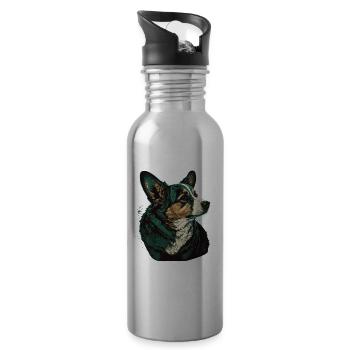 Corgi vert - Gourde avec paille intégrée - argent clair - Droite