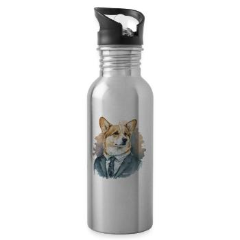 Corgi good sense of style - Water bottle with straw - silver - Right