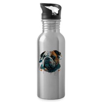 Bouledogue Still Face - Gourde avec paille intégrée - argent clair - Droite