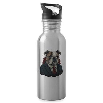 Professionell aussehende Bulldogge - Trinkflasche mit integriertem Trinkhalm - Lightsilver - Rechts