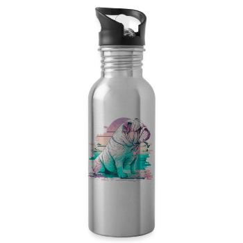 Beautiful Day Bulldog Vaporwave - Water bottle with straw - silver - Right