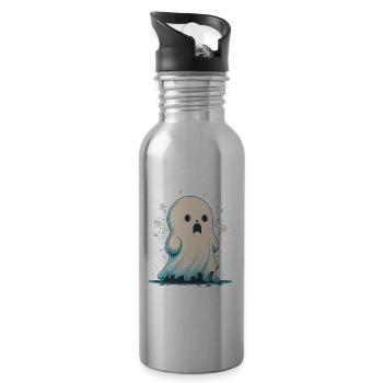 Disappointed Ghost - Water bottle with straw - silver - Right
