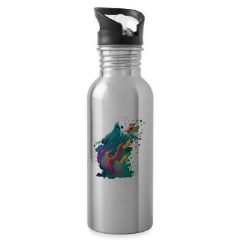 Geister-Design - Trinkflasche mit integriertem Trinkhalm - Lightsilver - Rechts