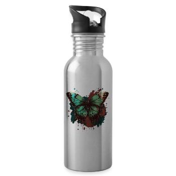 Gossamer Butterfly - Water bottle with straw - silver - Right