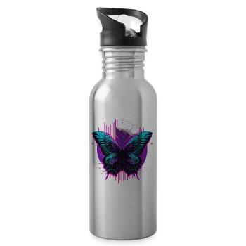 Leuchten im dunklen Schmetterling - Trinkflasche mit integriertem Trinkhalm - Lightsilver - Rechts