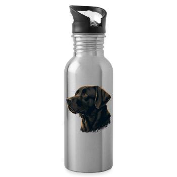 Weich aussehender dunkelbrauner Labrador Retriever - Trinkflasche mit integriertem Trinkhalm - Lightsilver - Rechts