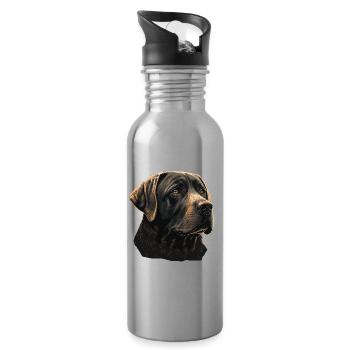 Großer Labrador Retriever - Trinkflasche mit integriertem Trinkhalm - Lightsilver - Rechts
